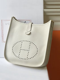 Hermes original togo leather evelyne pm shoulder bag E29 craie white