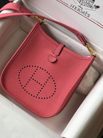 Hermes original togo leather evelyne pm shoulder bag E29 rose lipstick