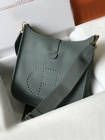 Hermes original togo leather evelyne pm shoulder bag E29 vert amande