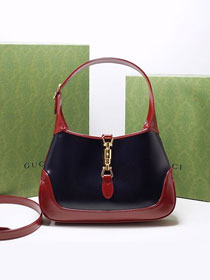 2022 GG original calfskin jackie 1961 small shoulder bag 636709 navy blue&wine