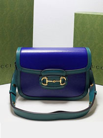 2022 GG original calfskin 1955 horsebit shoulder bag 602204 blue