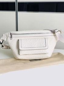 GG original embossed calfskin belt bag 645093 white