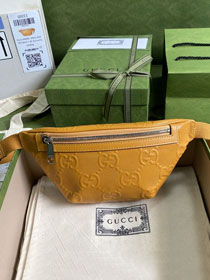 GG original embossed calfskin belt bag 658582 yellow