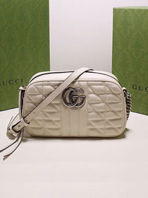 2022 GG original calfskin marmont small shoulder bag 447632 white