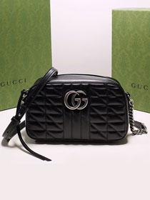 2022 GG original calfskin marmont small shoulder bag 447632 black