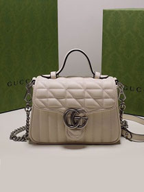 2022 GG original calfskin marmont mini top handle bag 583571 white