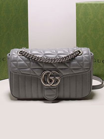 2022 GG original calfskin marmont small shoulder bag 443497 grey