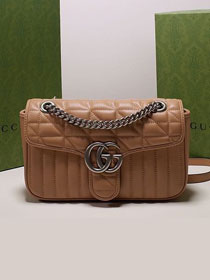 2022 GG original calfskin marmont small shoulder bag 443497 rose beige