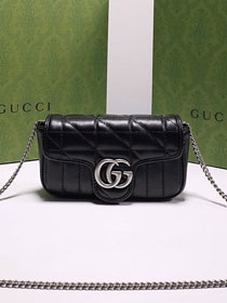 2022 GG original calfskin marmont super mini bag 476433 black