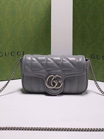 2022 GG original calfskin marmont super mini bag 476433 grey