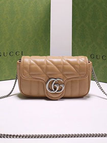 2022 GG original calfskin marmont super mini bag 476433 rose beige