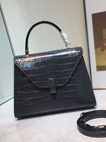 Valextra original crocodile calfskin iside medium bag 56028 dark grey