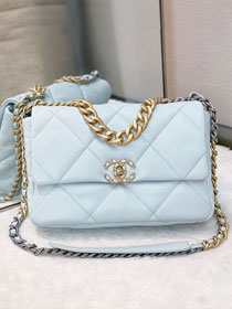 CC original calfskin medium 19 flap bag AS1161 light blue