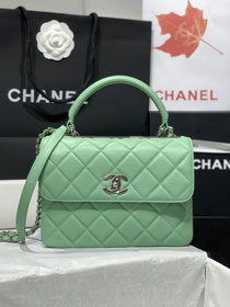 CC original lambskin top handle flap bag A92236 light green