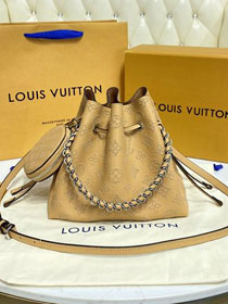 Louis vuitton original mahina leather bella bucket bag M57070 arizona brown