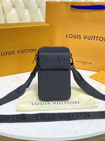 Louis vuitton original calfskin  aerogram phone pouch M57089 black