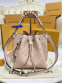 Louis vuitton original mahina leather muria bucket bag M59554 light pink