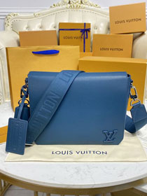 Louis vuitton original calfskin aerogram messenger bag M59327 blue