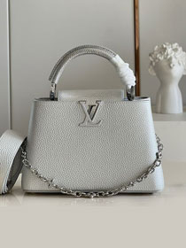 Louis vuitton original calfskin capucines BB handbag M48865 silver