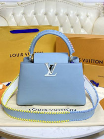 Louis vuitton original calfskin capucines BB handbag M57941 light blue