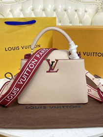 Louis vuitton original calfskin capucines BB handbag M59266 beige