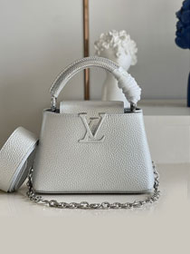 Louis vuitton original calfskin capucines mini handbag M48865 silver