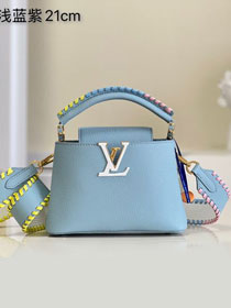 Louis vuitton original calfskin capucines mini handbag M57945 light blue