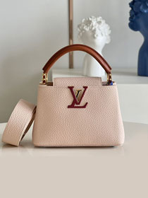 Louis vuitton original calfskin capucines mini handbag M59252 light apricot