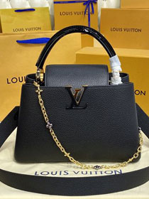 Louis vuitton original calfskin capucines mm handbag M48865 black