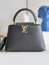 Louis vuitton original calfskin capucines mm handbag M57216 black