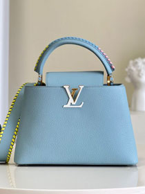 Louis vuitton original calfskin capucines mm handbag M57672 blue