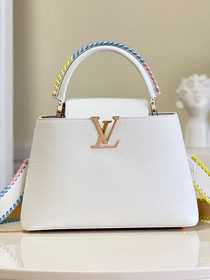 Louis vuitton original calfskin capucines mm handbag M57672 white