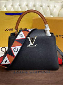 Louis vuitton original calfskin capucines mm handbag M58611 black