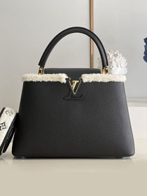 Louis vuitton original calfskin capucines mm handbag M59073 black