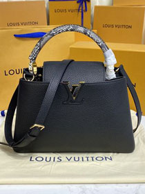 Louis vuitton original calfskin capucines mm handbag M59466 black