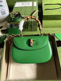 2022 GG original calfskin small top handle bag 675797 green