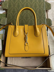 Top GG original calfskin jackie 1961 medium tote bag 649016 yellow