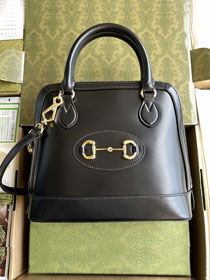 Top GG original calfskin horsebit 1955 small top handle bag 621220 black