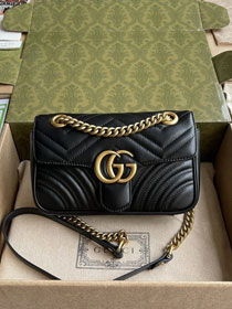 Top GG original calfskin marmont mini bag 446744 black