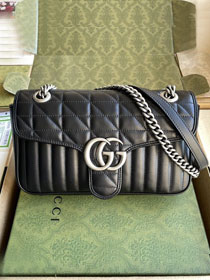 Top GG original calfskin marmont small shoulder bag 443497 black