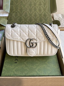 Top GG original calfskin marmont small shoulder bag 443497 white