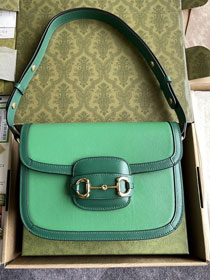 Top GG original calfskin 1955 horsebit shoulder bag 602204 green