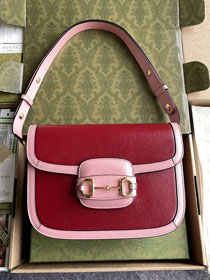 Top GG original calfskin 1955 horsebit shoulder bag 602204 wine