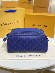 Louis vuitton original canvas dopp kit toilet pouch M30849 blue