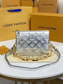 Louis vuitton original lambskin coussin BB M20574 silver