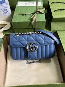 2022 GG original calfskin marmont mini bag 446744 blue