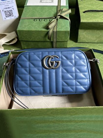 2022 GG original calfskin marmont small shoulder bag 447632 blue