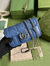 2022 GG original calfskin marmont super mini bag 476433 blue