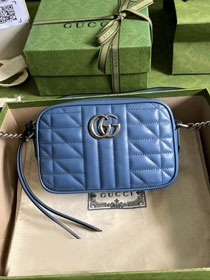 GG original calfskin marmont mini shoulder bag 634936 blue