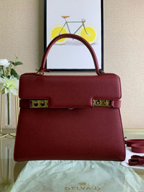 Delvaux original grained calfskin tempete medium bag AA0562 wine